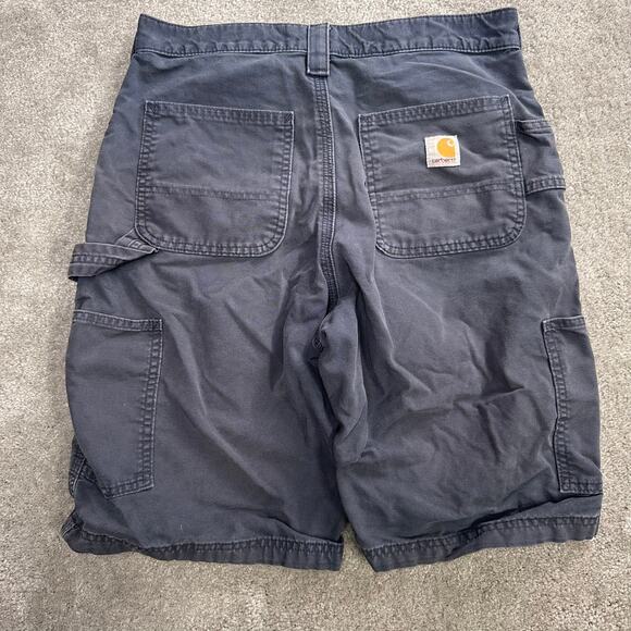 Baggy Carhartt Carpenter Shorts Navy Blue Size 30 Faded Workwear Y2K Skater - Picture 1 of 4